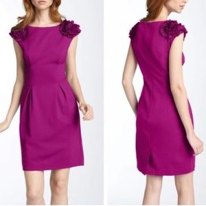 Trina Turk sleeveless ruffle shoulder sheath dress size 6
